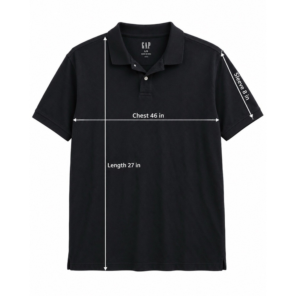 L- GAP Men's Dark Navy blue Solid Classic Fit Short sleeve Polo T Shirt - Picture 3 of 4